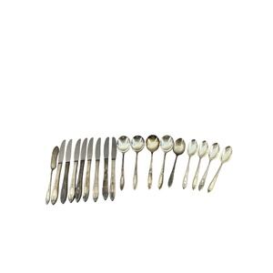 17pc Knives Spoons Vtg Wm Rogers Oneida Silverplate Debutante Grandeur Princess